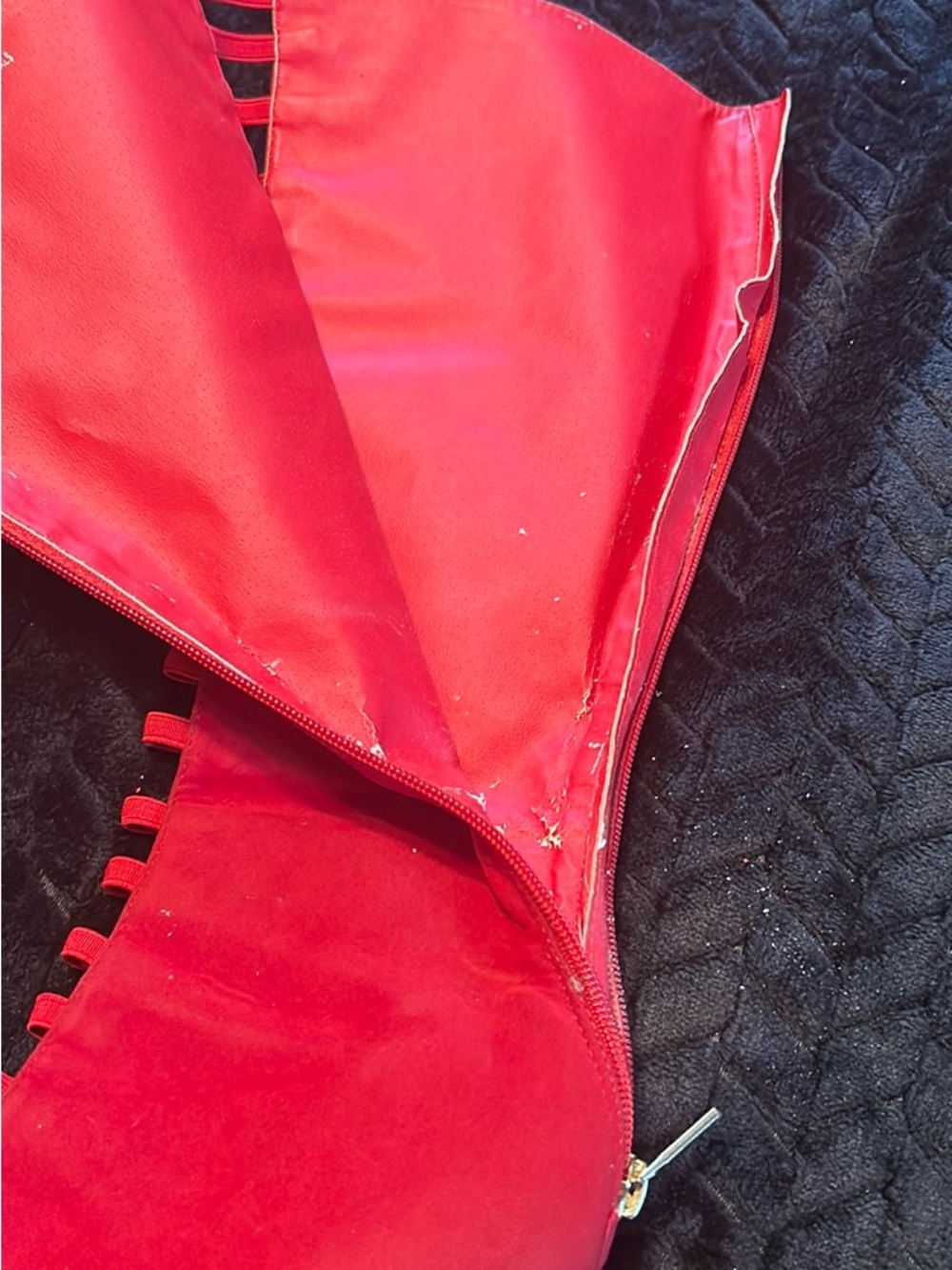 Red Lace-Up Over-the-Knee Women's Boots - Picture 5 of 5